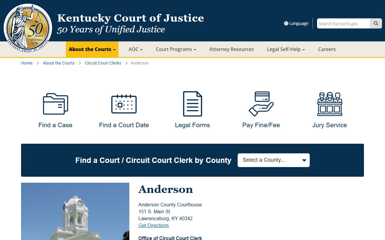 Anderson County court information arrest records