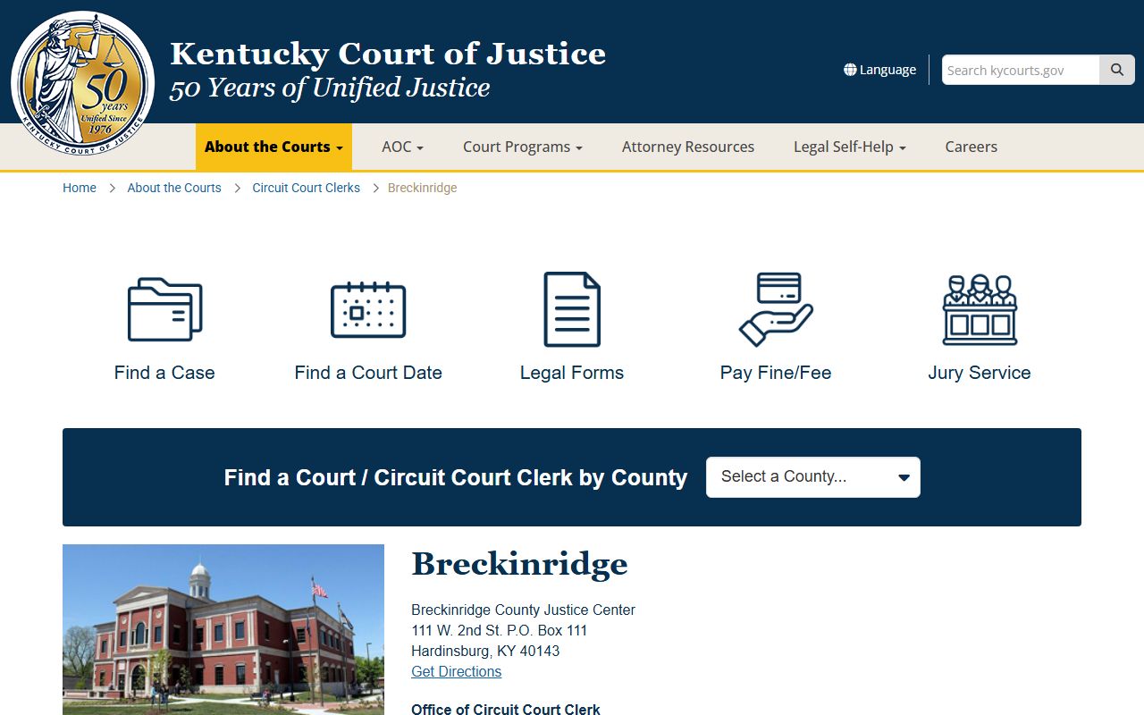 Breckinridge County court information and arrest records