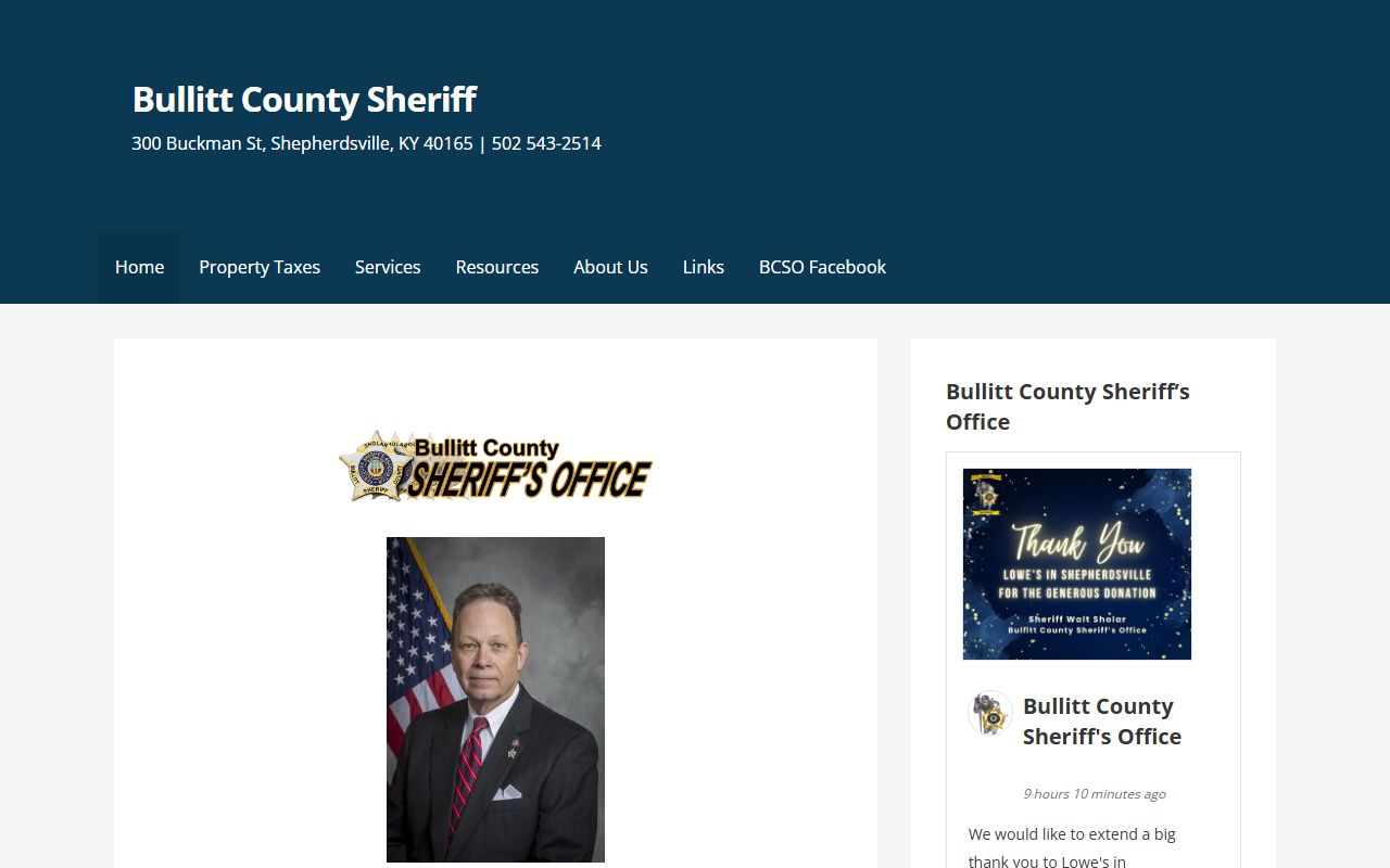 Bullitt County Sheriff website for arrest records