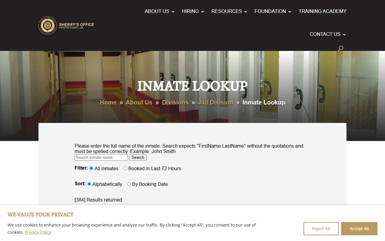 Fayette County arrest records inmate lookup portal
