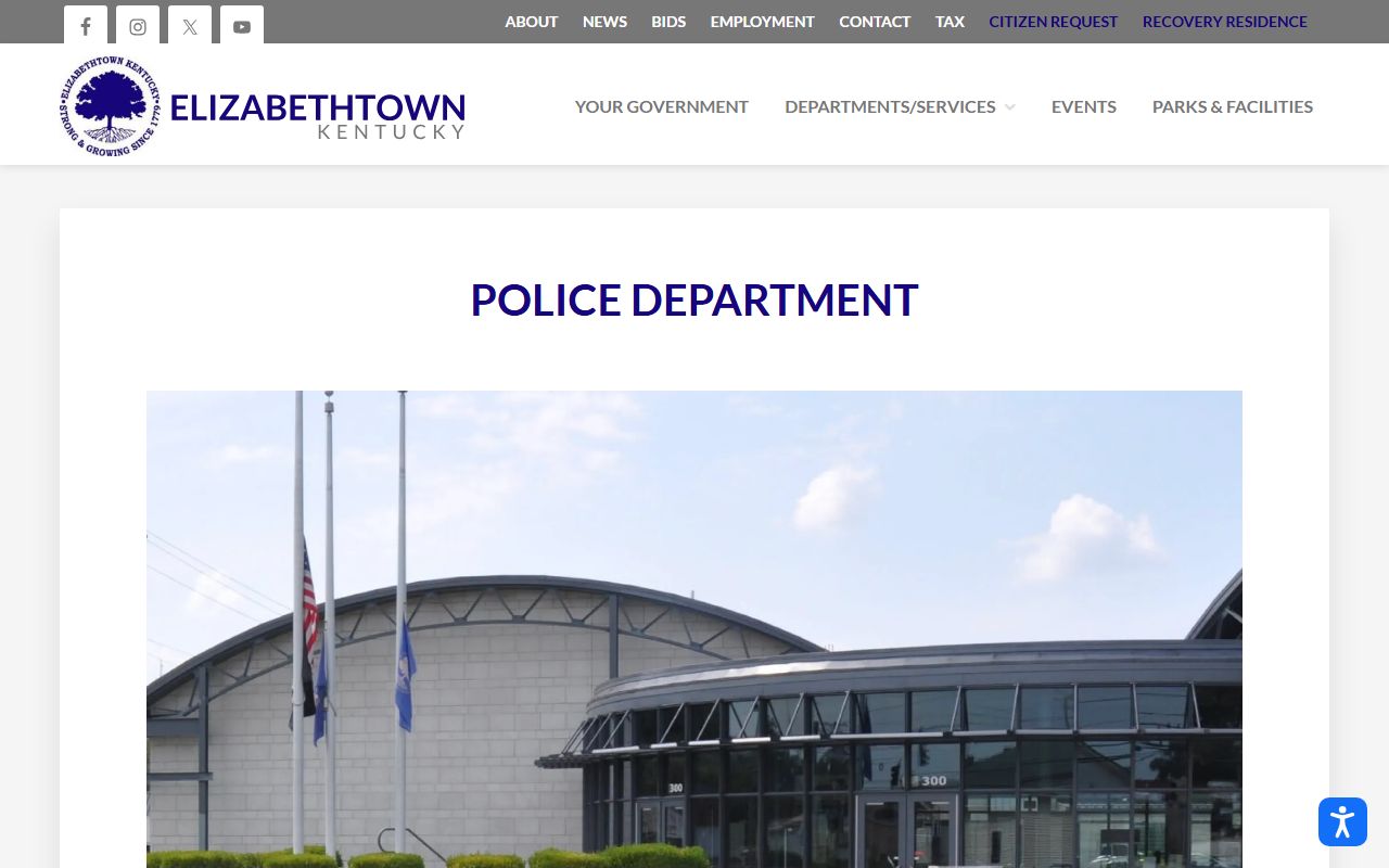 Elizabethtown Police Department page for Hardin County arrest records
