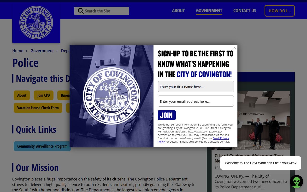 Covington Police Department Kenton County arrest records