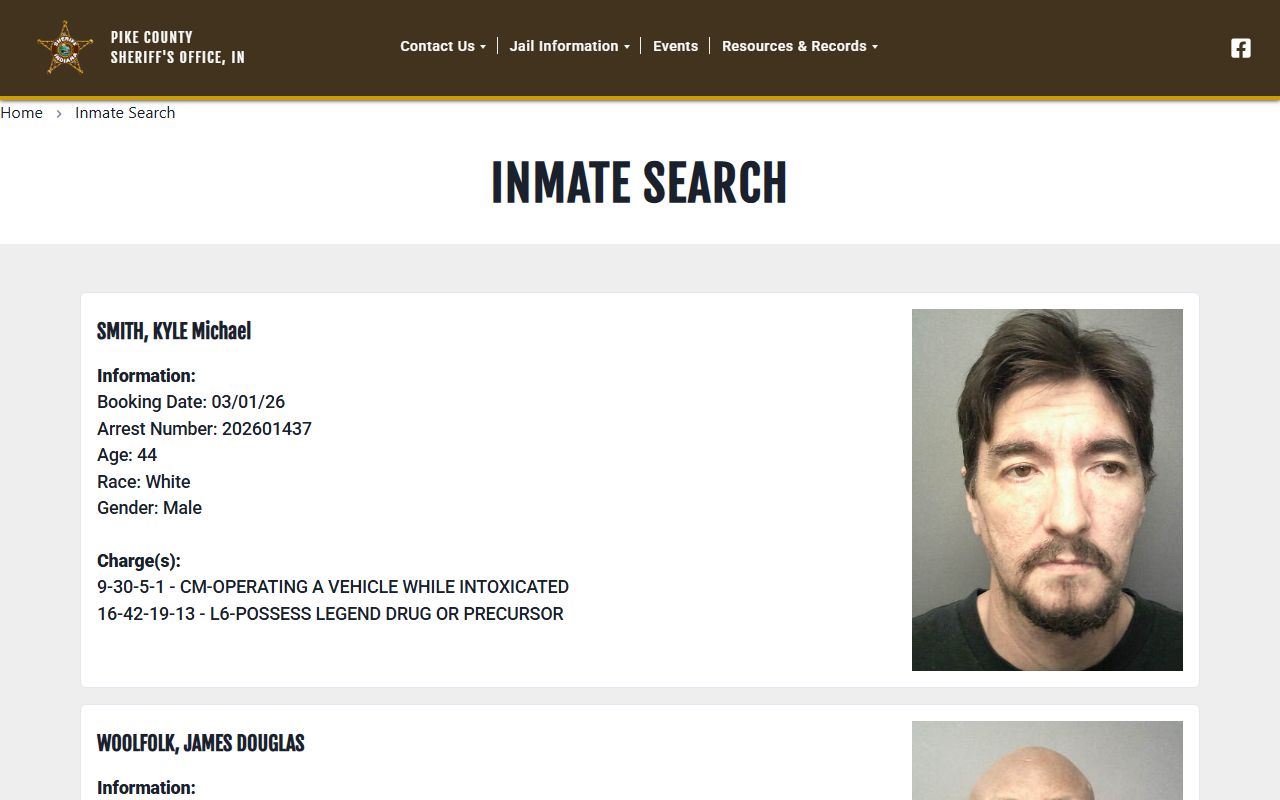 Pike County inmate search arrest records