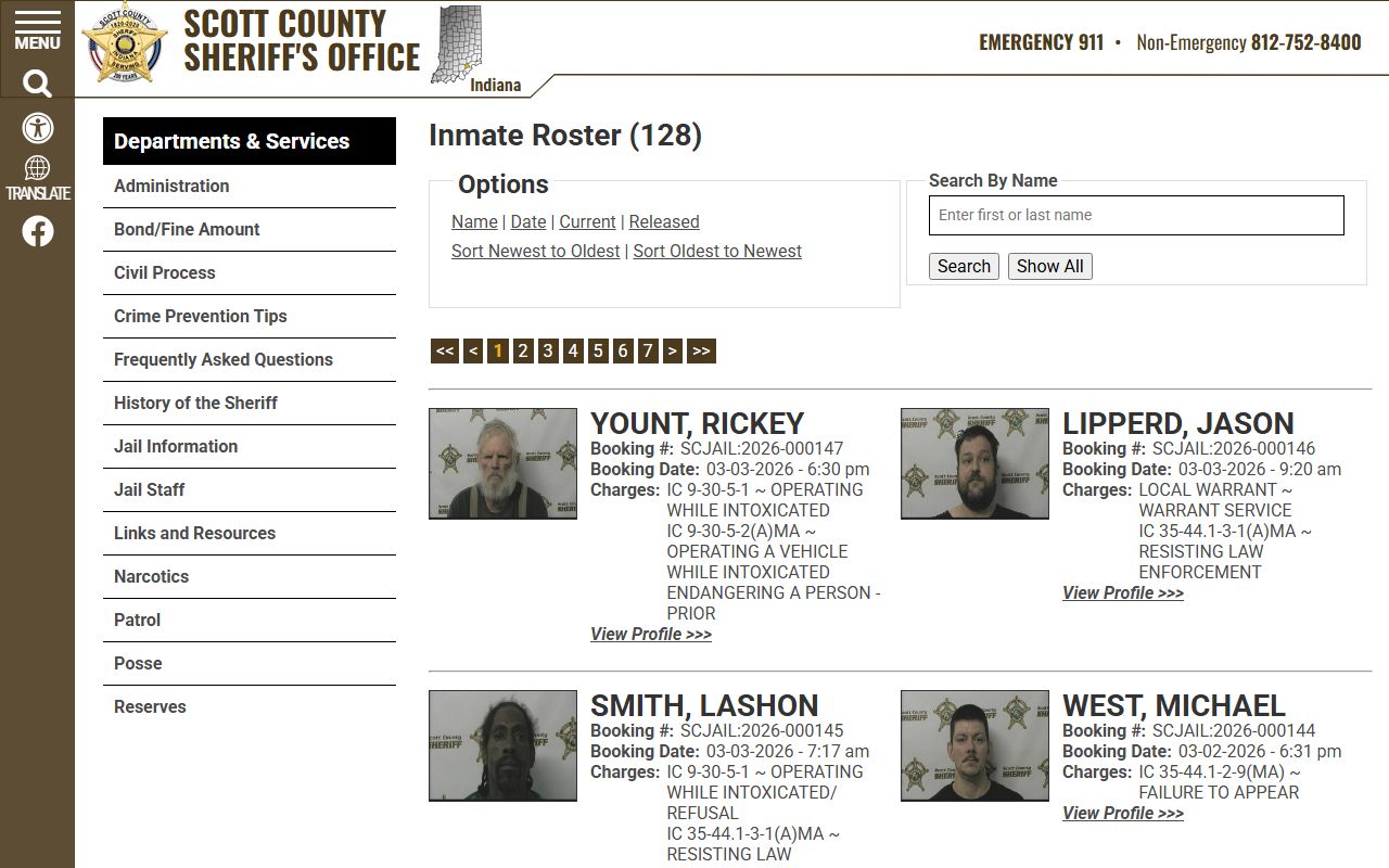 Scott County inmate roster arrest records