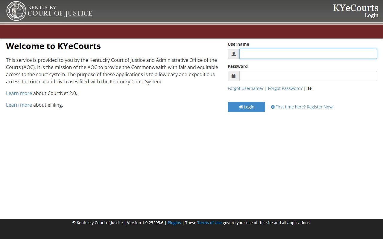 Kentucky CourtNet 2.0 court arrest records search